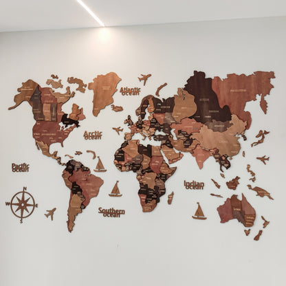 Decoración de pared con mapa mundial